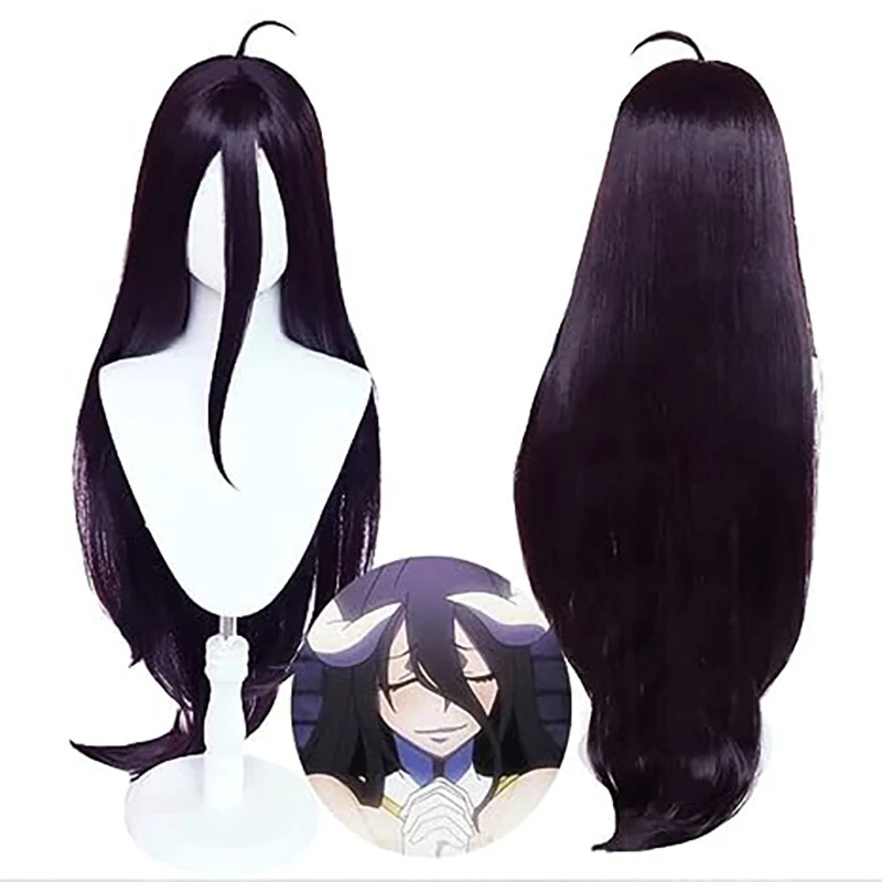 Anime Cosplay Albedo - 코스 알베도 블랙 퍼플 롱 스트레이트