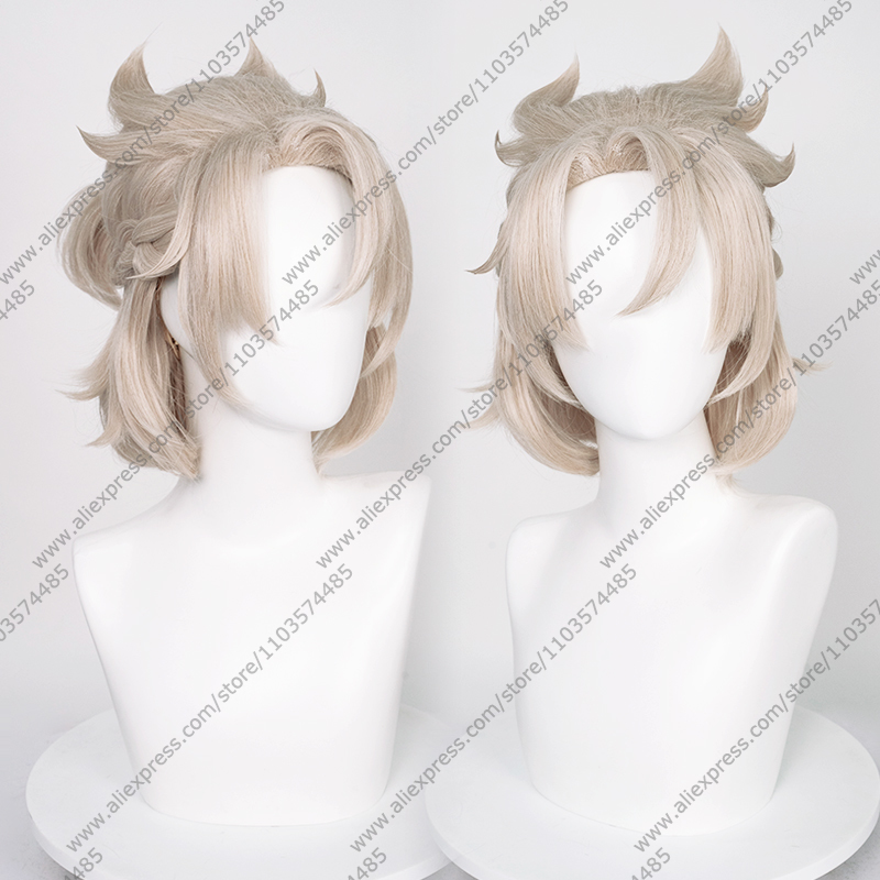 게임 알베도 코스프레 35cm 라이트 리넨 짧은 가발  - Anime Cosplay Albedo 리뷰 및 가격