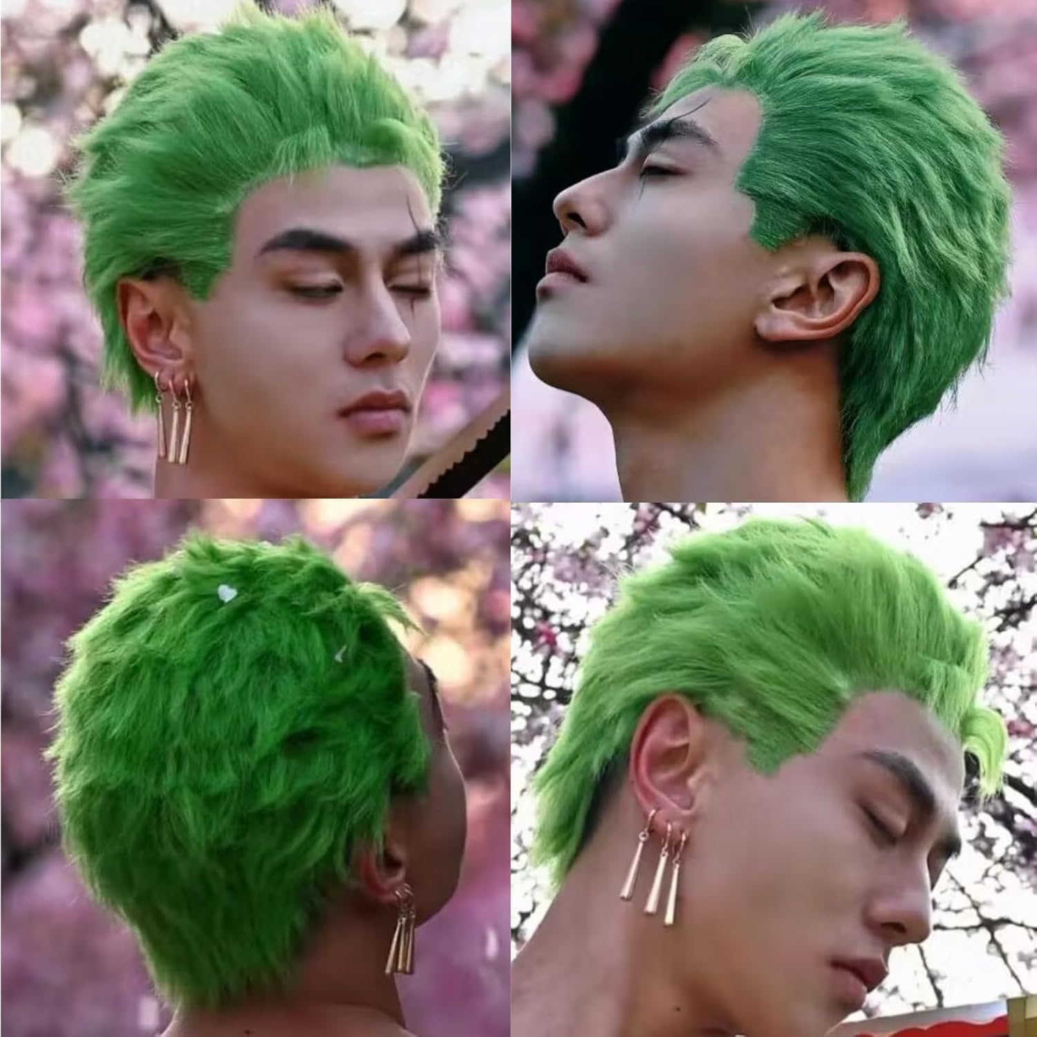 남성용 짧은 녹색 가발 라이트 잔디 녹색 가발 조로 가 - Cosplay Anime Zoro 리뷰 및 가격