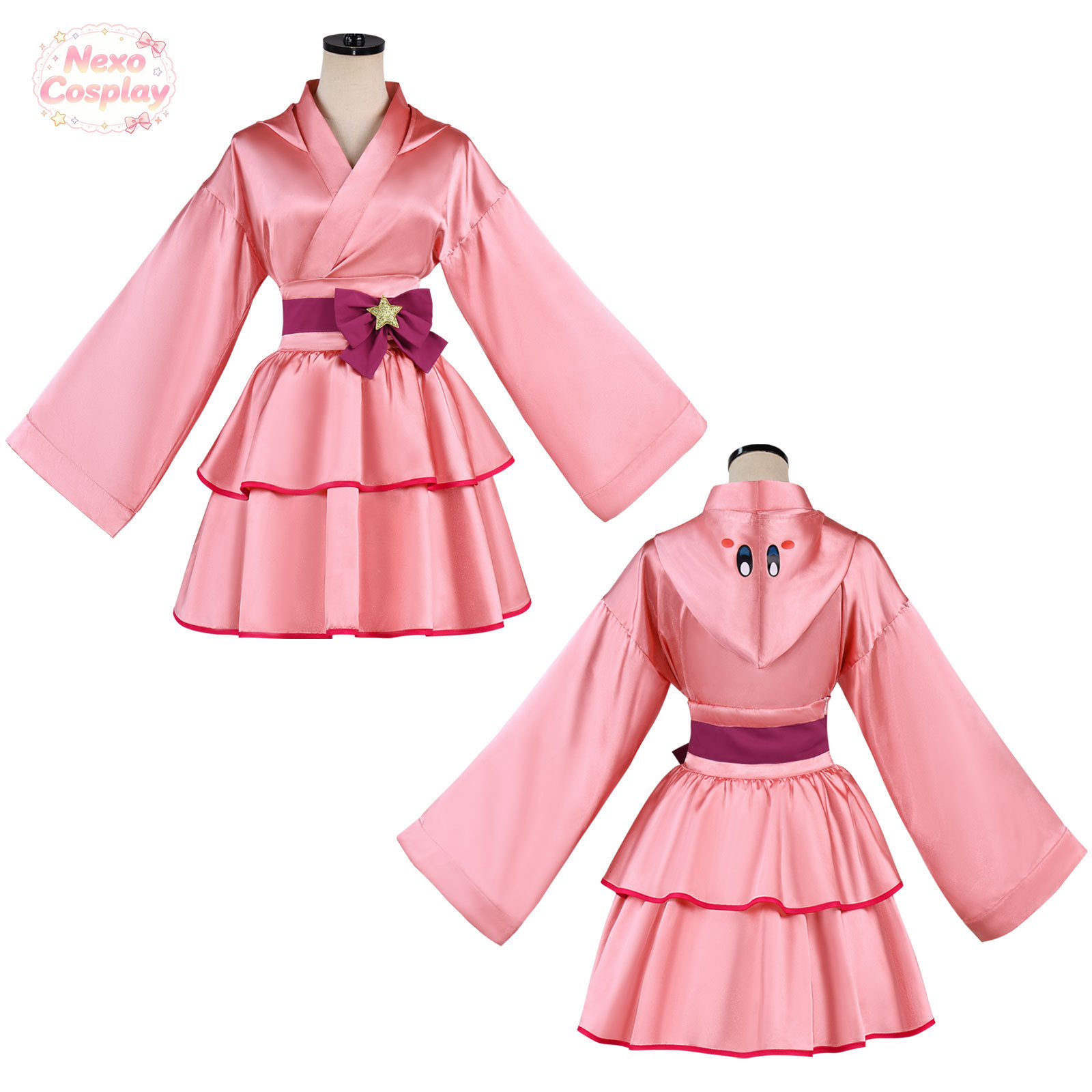 핑크 볼 코스프레 의상 핑크 소녀 후드 기모노 스커트  - Anime Cosplay Pink 리뷰 및 가격